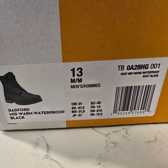 Timberland Men's Radford Boots Waterproof MID Warm Lined Black Nubuck SZ 13 NEW - Picture 13 of 13